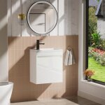 Goobuy meuble de salle de bain mural 51 cm meuble - lavabo suspendu avec rangement lavabo en rsine avec ...