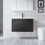Goobuy meuble sous lavabo suspendu 75cm avec lavabo en céramique robinet 2 tiroirs style ligne scandinave ... Goobuy meuble sous lavabo suspendu 75cm avec lavabo en céramique robinet 2 tiroirs style ligne scandinave ...