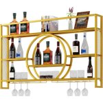 Goobuy porte - verre  vin en mtal 140cm porte bouteille mural casier  vin avec lumire range bouteille ...