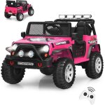 Goplus 12 v voiture electrique enfant 3 ans + 2 places charge 50kg avec t�l�commande 24 g / lumi�res ...
