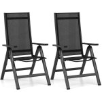 Goplus 2 chaise de jardin pliante - dossier r�glable en 7 positions - accoudoirs - l�g�re / portable ...