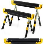 Goplus 2 trteaux pliable - chevalet de sciage portable en acier - rglage en hauteur - charge de 1180 ...