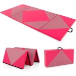 Goplus 240x117x5cm tapis d?exercice pliable tapis de yoga portable en mousse et surface en cuir pu housse ...