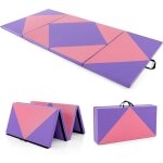Goplus 240x117x5cm tapis d?exercice pliable tapis de yoga portable en mousse et surface en cuir pu housse ...