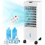 Goplus 28l climatiseur mobile sans �vacuation - 3 vitesses 2 blocs de glaceminuterie 12h - avec t�l�commande ...