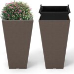 Goplus 2pcs pot de fleur exterieur carr�s cache pot plante auto - arrosants avec trous de drainage et ...