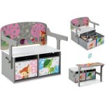 Goplus 3 - en - 1 ensemble table et chaise enfant convertible - coffre de rangement avec 2 bacs en tissu ...