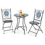 Goplus 3 pcs salon de jardin mosaïque - 2 chaises pliantes et 1 table rond - design vinage style lisbonne ... Goplus 3 pcs salon de jardin mosaïque - 2 chaises pliantes et 1 table rond - design vinage style lisbonne ...