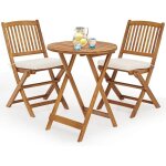 Goplus 3pcs ensemble de bistrotable et chaise de jardin pliantes2coussins + 2 chaises + 1 table bois ... Goplus 3pcs ensemble de bistrotable et chaise de jardin pliantes2coussins + 2 chaises + 1 table bois ...