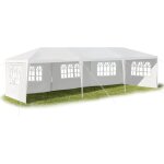 Tonnelle pliante 3x9 m - goplus - tonnelle de jardin avec fentre - 5 parois amovibles - tente de rception ...