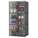 Goplus lot de 6 botes de rangement empilables pour chaussures - 12 compartiments en plastique avec portes ...