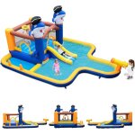 Goplus7en1chteaugonflableenfants3 - 10ans aquatiquesanssouffleur - piscine / toboggan / jeudeboxe ...