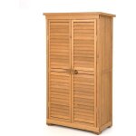 Goplus abris de jardin en bois de sapin - armoire intermp�able avec portes � persiennes et toit en bitume ...