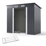 Goplus abri de jardin en métal 195 m² avec toit incliné porte coulissante bouches daération fondation ... Goplus abri de jardin en métal 195 m² avec toit incliné porte coulissante bouches daération fondation ...
