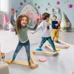 Goplus agres de gym ensemble de poutres dequilibre en bois pour enfants de 3 ans + jouets dequilibre ...