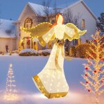 Goplus ange lumineux de 160 cm décoration de noël lumineuse avec halo et n?ud avec 180 led pour salon ... Goplus ange lumineux de 160 cm décoration de noël lumineuse avec halo et n?ud avec 180 led pour salon ...