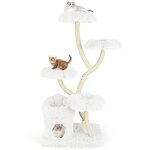 Goplus arbre � chat 165 cm 4 plates - formes en forme de fleur grottegriffoir en sisal centre d?activit�s ...