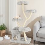 Goplus arbre � chat 165 cm 4 plates - formes en forme de fleur grottegriffoir en sisal centre d?activit�s ...