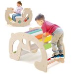 Goplus arche  bascule + cheval  bascule en bois avec dossier et sige jeu dapprentissage pour enfant ...