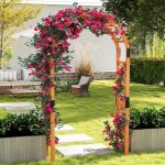 Goplus arche de jardin en bois de 235 cm pergola d�corative pour jardin patio pelouse