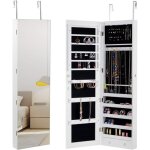 Goplus armoire  bijoux mural / suspendu avec clairage led - 36l x 10l x 120h cm - miroir plein sans ...