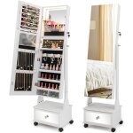 Goplus armoire � bijoux avec roues verrouillable - miroir de courtoisie interne et pleine longueur - ...
