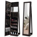 Goplus armoire  bijoux sur pied 2 en 1 avec 2 miroirs verrouillable  clpour bagues / bracelets / boucle ...