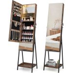 Goplus armoire � bijoux sur pied - miroir pleine longueur - lumi�res led 3 couleurs - verrouillable - ...