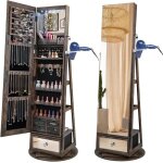 Goplus armoire  bijoux sur pied pivotante  360 - lumire led - support pour sche - cheveux - miroir ...