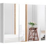 Goplus armoire murale de salle de bain avec miroir 90x11x65cm - 3 portes 2 placards avec 4 tablettes ... Goplus armoire murale de salle de bain avec miroir 90x11x65cm - 3 portes 2 placards avec 4 tablettes ...