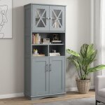 Goplus armoire de salle de bain haute armoire de rangement autoportante avec �tag�res r�glables 3 �tag�re ...