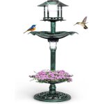 Goplus bain doiseaux sur pied mangeoire oiseaux extrieur avec 2 lampes solaire abreuvoir oiseaux d43x110cm ...