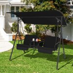 Goplus balancelle de jardin 2 places 181x124x1615cm - inclinable ajustable avec glacire - plateau rotatif ...