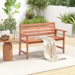 Goplus banc 2 places en bois massif charge 180kg - si�ge � lattes et dossier inclin� - accoudoirs confortables ...