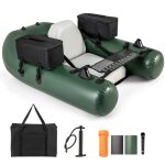 Goplus bateau pneumatique pour la pche  la ligne avec 2 poches rgle  poisson sac de transport 3 chambres ...