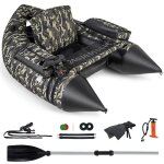 Goplus bateau pneumatique de pche portable avec bretelles rglables pompe manuelle pagaie palmes rgle ...