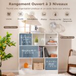 Goplus bibliothque  3 niveaux 8 - cube 100x24x104cm avec 2 kits anti - basculement - meuble de rangement ...