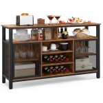 Goplus buffet de cuisine 140x40x825cm avec range - bouteilles et porte - verres pour 8 bouteilles - 2 ... Goplus buffet de cuisine 140x40x825cm avec range - bouteilles et porte - verres pour 8 bouteilles - 2 ...