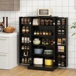 Goplus buffet de cuisine bas 60x40x120cm - 1 etagère à 5 niveaux et 2 portes à 12 etagèresnoir Goplus buffet de cuisine bas 60x40x120cm - 1 etagère à 5 niveaux et 2 portes à 12 etagèresnoir