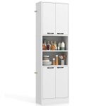 Goplus buffet haut de cuisine 56x30x190cm avec 4 portes2 compartiments ouverts - kits anti - basculement ...