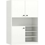 Goplus buffet haute 60x33x166cm - armoire de rangement avec 3 portes2 placards4 tagres ouvertesdispositif ...