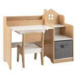 Goplus bureau enfant avec chaise - 94x40x765cm - 1 bo�te de rangement + 1 tiroir en tissu + �tag�re + ...