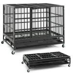 Goplus cage pour chien pliable en métal robuste avec roues verrouillables caisse anti - mastication plateau ... Goplus cage pour chien pliable en métal robuste avec roues verrouillables caisse anti - mastication plateau ...