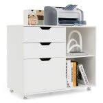 Goplus caisson mobile  3 tiroirs pour dossier lettre / a4 - etagre ouverte rglable - 81x40x665cm - ...