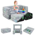 Goplus canap modulaire et convertible enfants - motifs phosphorescents - housse en flanelle amovible ...