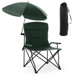 Goplus chaise de camping avec parapluie r�glablepliable avec accoudoirs si�ge et dossier rembourr�ssac ...