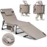 Goplus�chaise�longue�pliante�5�positions�dossier - bain�de�soleil�inclinable�avec�trou�visage�et�oreiller�amov ...