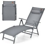 Goplus chaise longue pliante avec dossier réglable à 7 niveaux avec accoudoir et repose - tête - transat ... Goplus chaise longue pliante avec dossier réglable à 7 niveaux avec accoudoir et repose - tête - transat ...