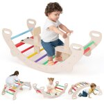 Goplus cheval à bascule 4 en 1 en bois siège / poignée / dossier amovibles jouet descalade montessori ... Goplus cheval à bascule 4 en 1 en bois siège / poignée / dossier amovibles jouet descalade montessori ...