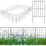 Goplus cl�ture d�corative de jardin en m�tal 825 x 60 cm lot de 12 panneaux r�sistant � la rouille bordure ...